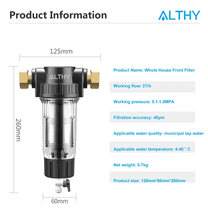 Whole House Spin Down Sediment Water Filter With Stainless Steel Mesh And Backwash System 3