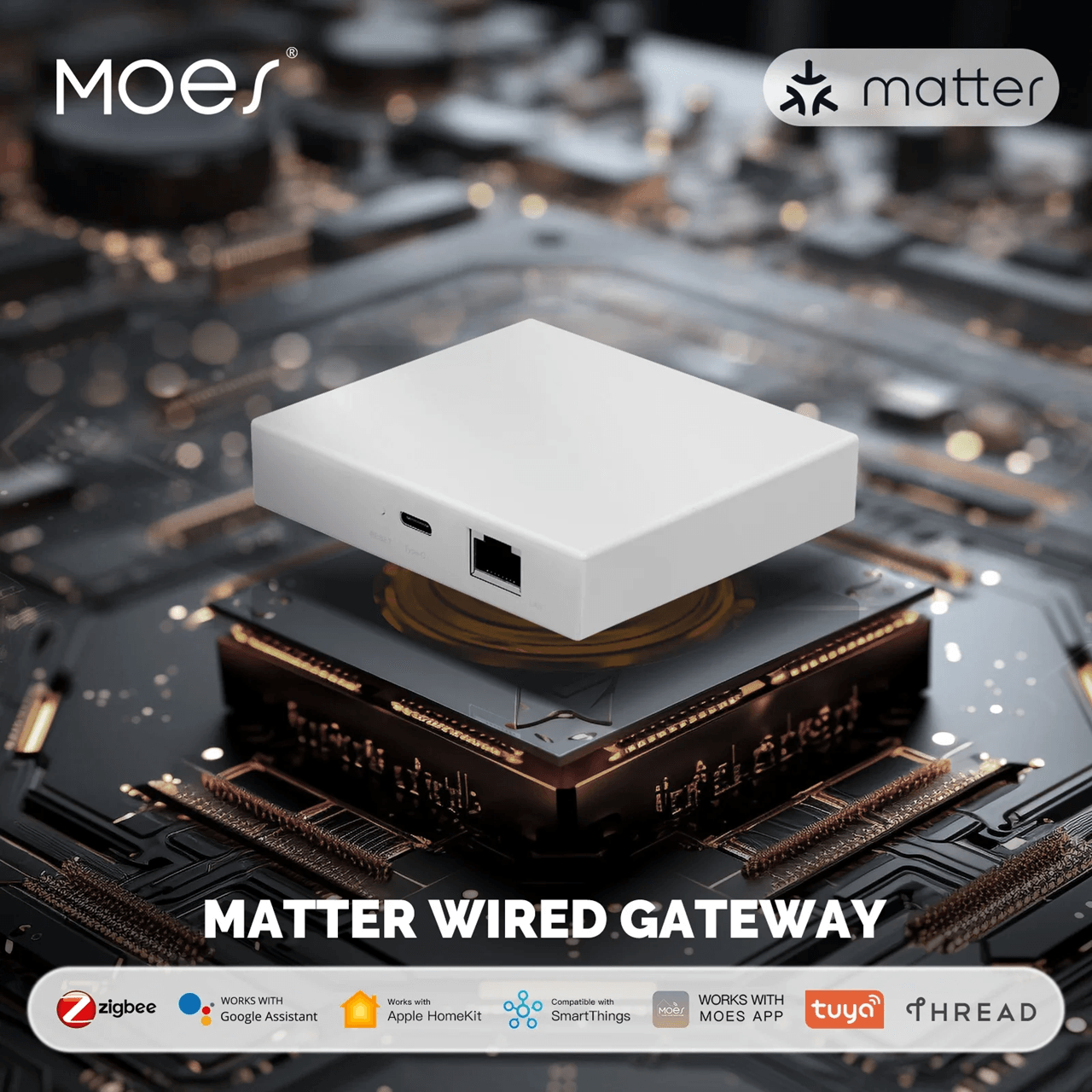 MOES Matter Smart Home Hub with Zigbee and Voice Control Compatibility
