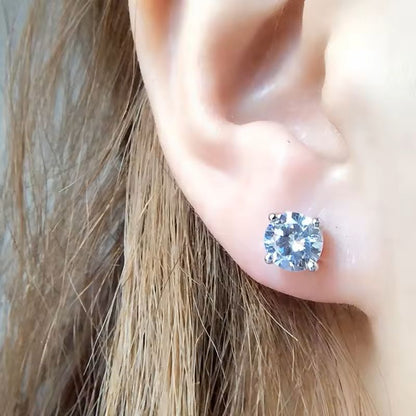 Moissanite Stud Earrings In S925 Silver With Platinum Plating 3