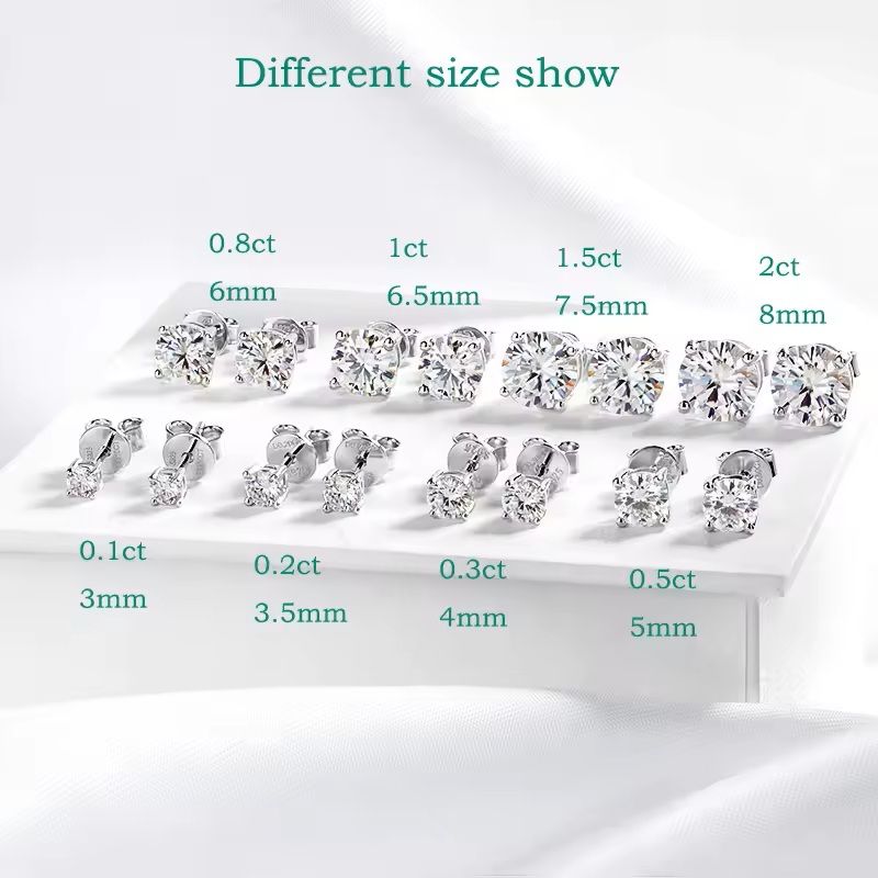 Moissanite Stud Earrings In S925 Silver With Platinum Plating 4