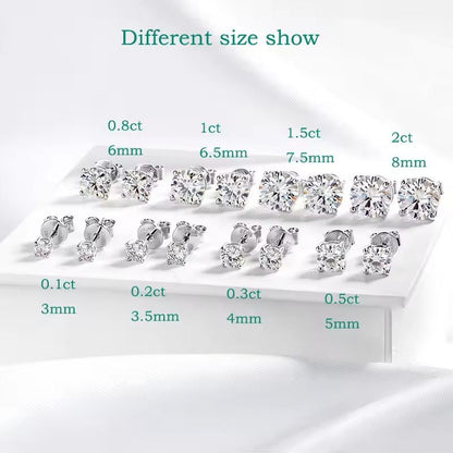 Moissanite Stud Earrings In S925 Silver With Platinum Plating 4