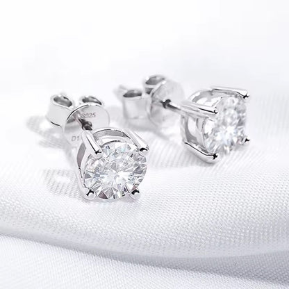 Moissanite Stud Earrings In S925 Silver With Platinum Plating 5