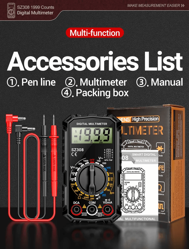ANENG SZ308 Digital Multimeter With Square Wave And HFE Testing 2