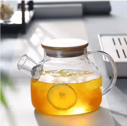 1.8L Heat Resistant Glass Teapot with Borosilicate Body for Flower and Loose Leaf Tea