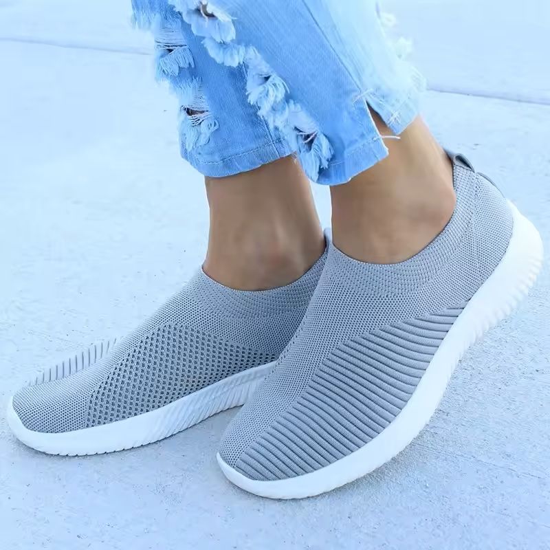 Womens White Slip-On Casual Sneakers