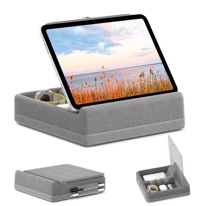 Foldable Tablet Pillow Stand With Storage And Stylus Holder 1
