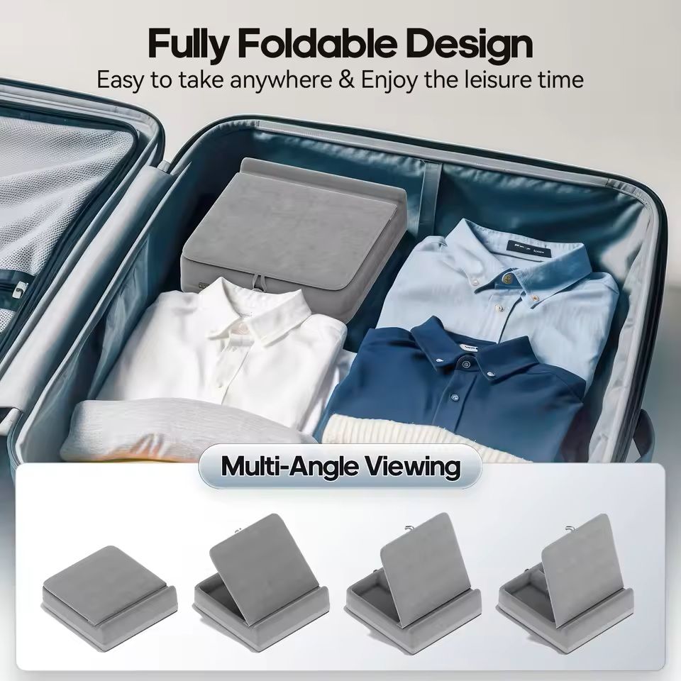 Foldable Tablet Pillow Stand With Storage And Stylus Holder 4