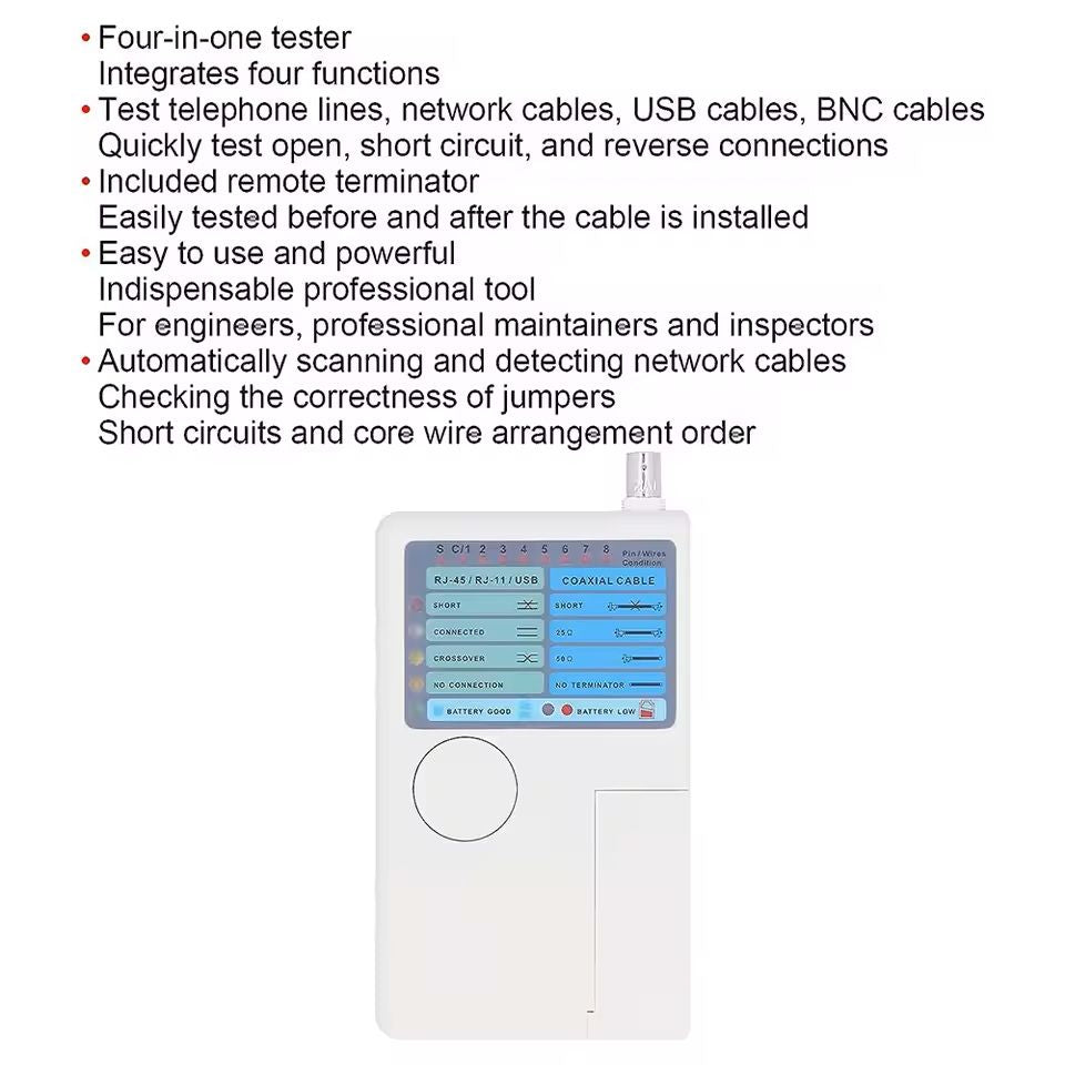 4in1 Network Cable Tester For RJ45 RJ11 USB And BNC 2