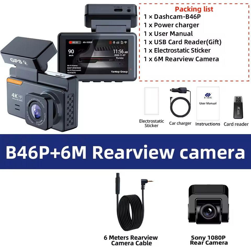 4K Dual Lens Mini Dash Cam With GPS WiFi And Night Vision 7