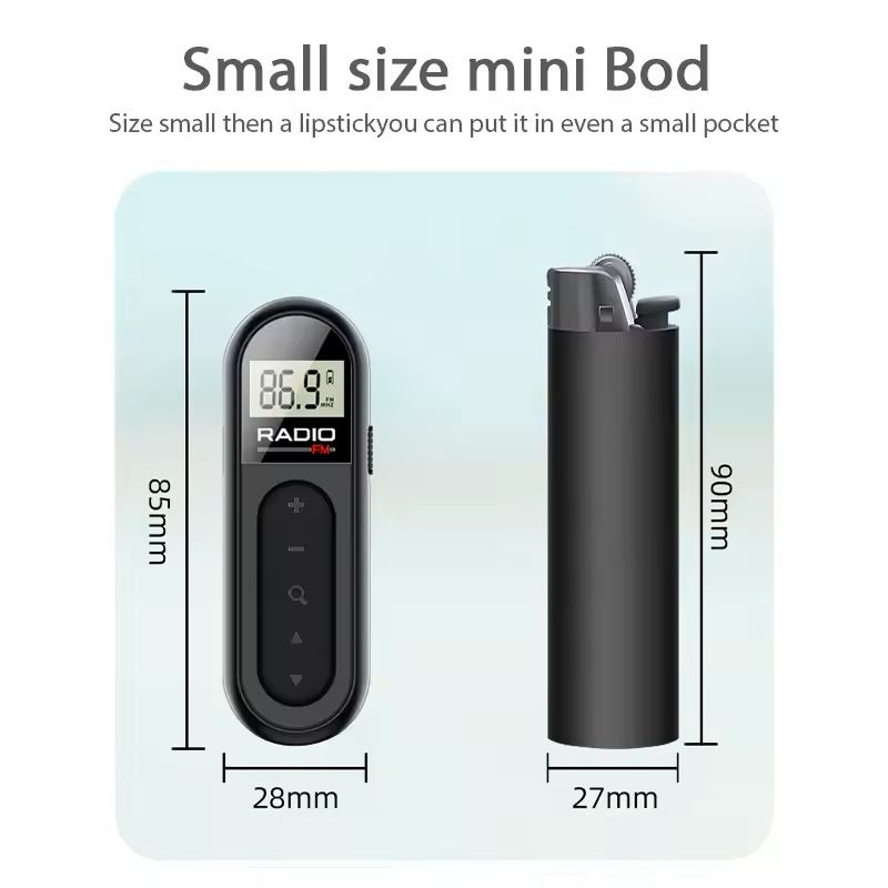 Mini Pocket FM Radio With Backlight Display And TypeC Charging 2