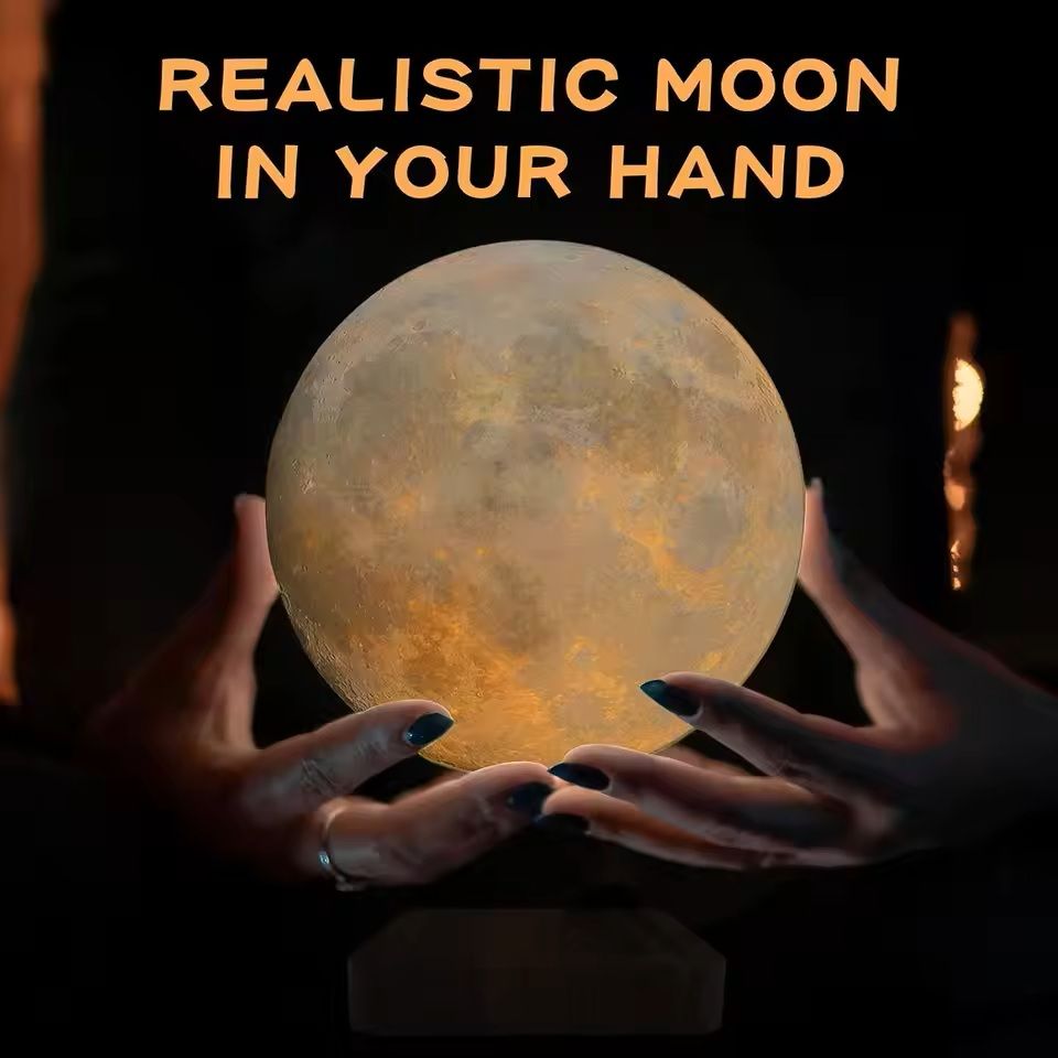 Levitating Magnetic Moon Lamp With 3 Color Modes And Wooden Base 2