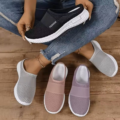 Womens Solid Color Soft Sole Platform Mules