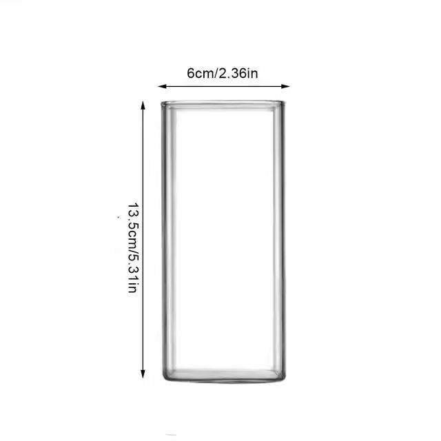 Square Clear Glass Cup With Straw For Cold Drinks 7