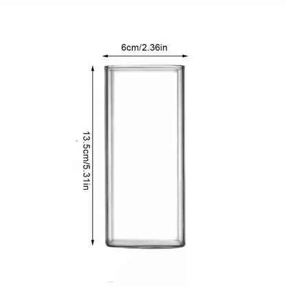 Square Clear Glass Cup With Straw For Cold Drinks 7
