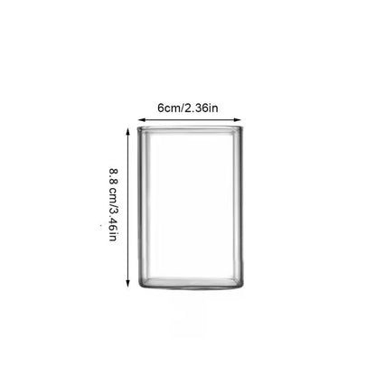Square Clear Glass Cup With Straw For Cold Drinks 6