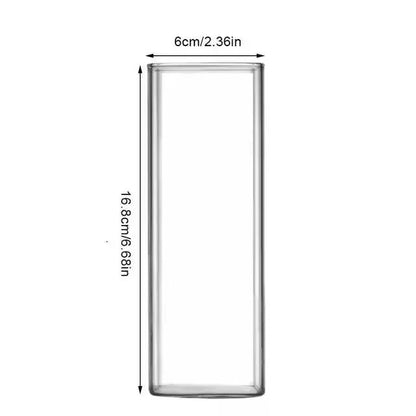 Square Clear Glass Cup With Straw For Cold Drinks 8