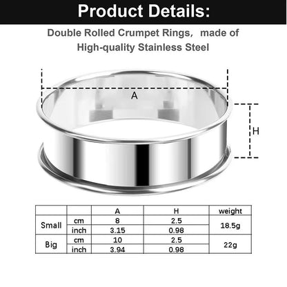 Stainless Steel Tart Ring Set For Baking And Pastry 2pcs 3