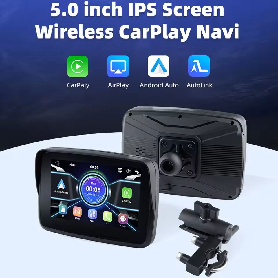5-Inch Wireless CarPlay and Android Auto Motorcycle Display Screen