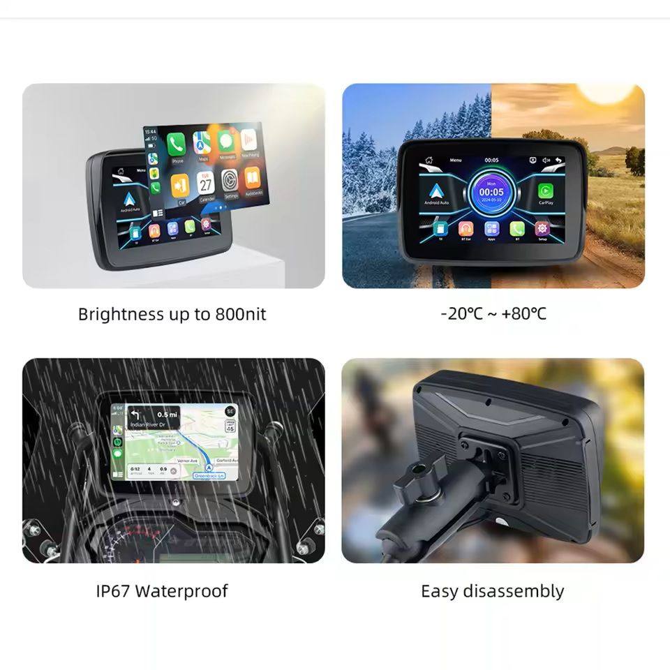 5Inch Wireless CarPlay And Android Auto Motorcycle Display Screen 1