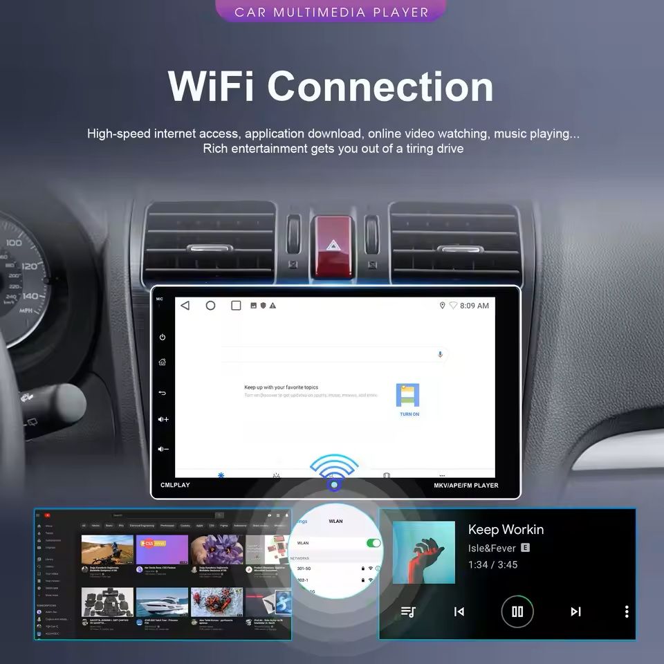 9Inch Android Car Multimedia Player With CarPlay And Bluetooth 3