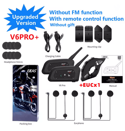 EJEAS V6 Pro Bluetooth Motorcycle Intercom Headset For Helmet Communication 6