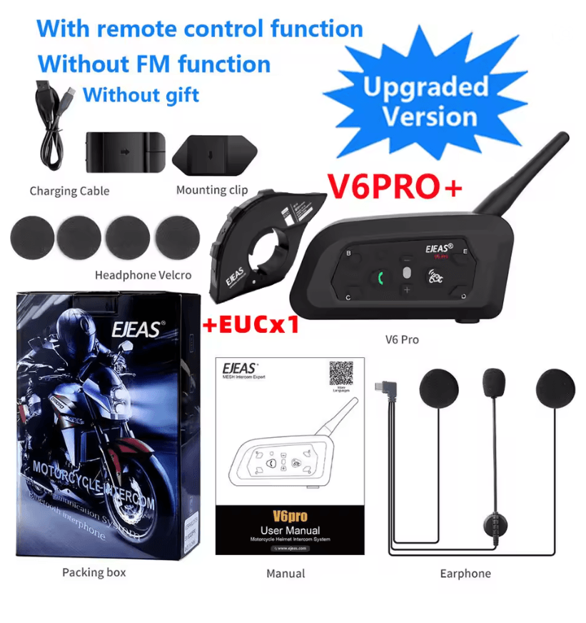 EJEAS V6 Pro Bluetooth Motorcycle Intercom Headset For Helmet Communication 5