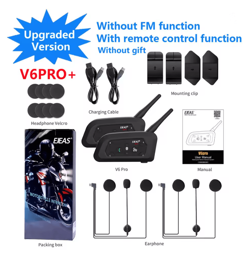 EJEAS V6 Pro Bluetooth Motorcycle Intercom Headset For Helmet Communication 4