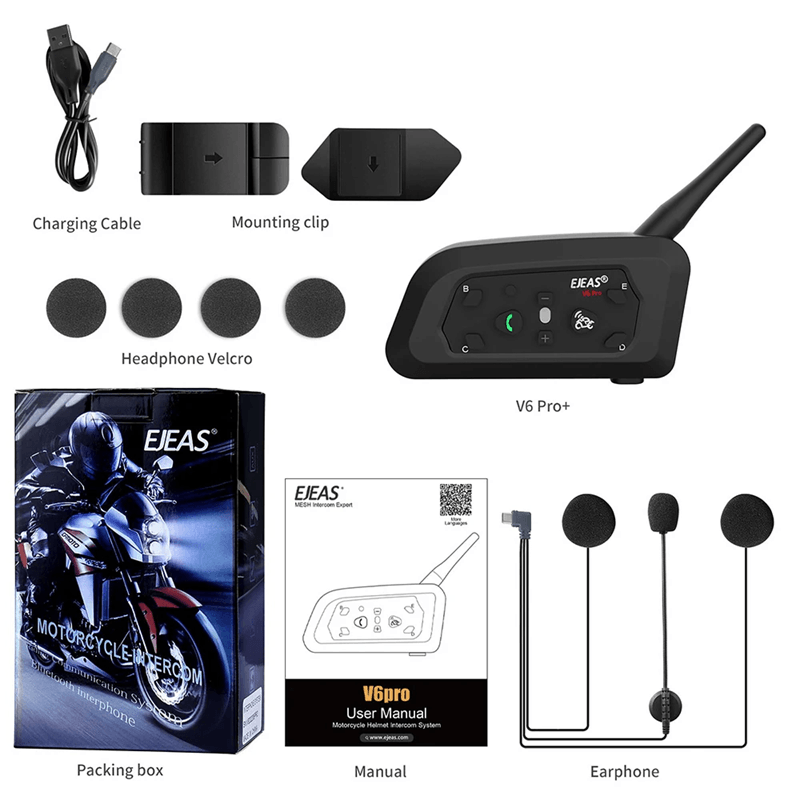 EJEAS V6 Pro Bluetooth Motorcycle Intercom Headset For Helmet Communication 1
