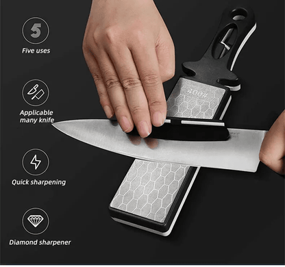 5 in 1 Knife Sharpener with Diamond and Ceramic Grinding Bars for Kitchen and Multi Tool Blades