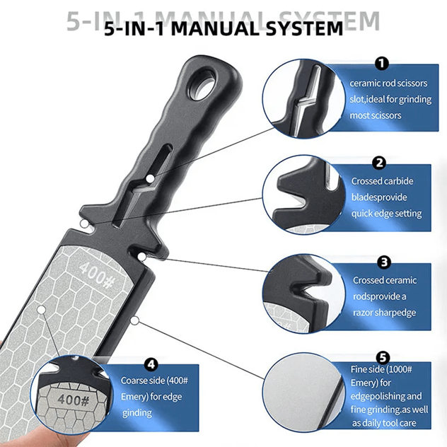 5 In 1 Knife Sharpener With Diamond And Ceramic Grinding Bars For Kitchen And Multi Tool Blades 1