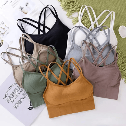 Push Up Sports Bra with Cross Back Strap for Womens Yoga and Fitness