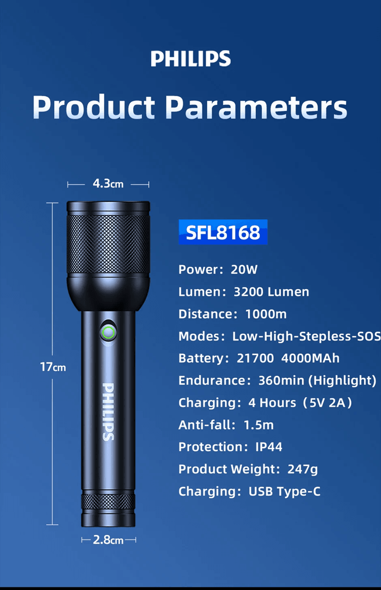 Philips 3200 Lumen LED Flashlight With Long Range Beam For Camping And Emergency Use 6