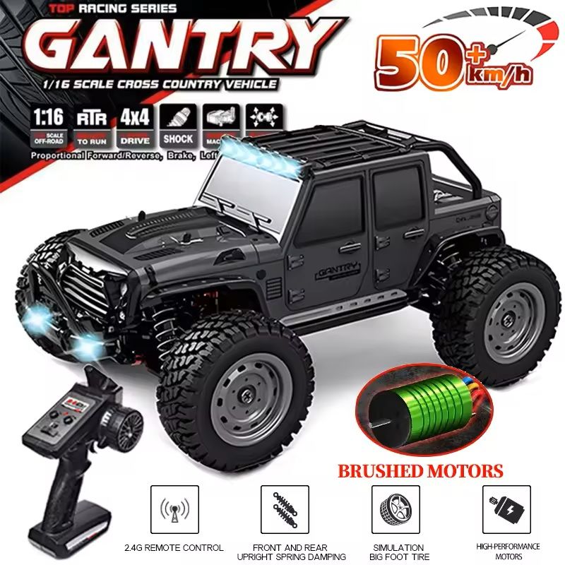 Fast 4WD RC Car with LED Headlights and 50km/h Speed
