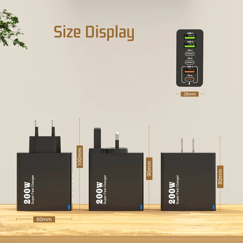 200W USB C Charger With 6 Ports For Fast Charging Multiple Devices Simultaneously 1