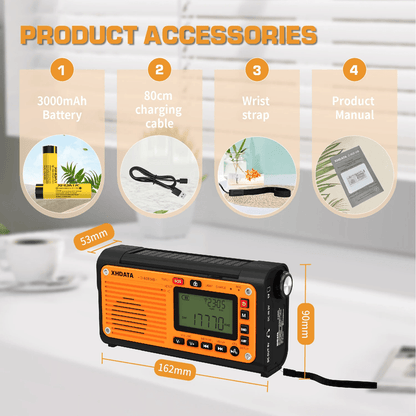XHDATA D608WB Emergency Weather Radio With Crank Charger Bluetooth And NOAA Alert 3