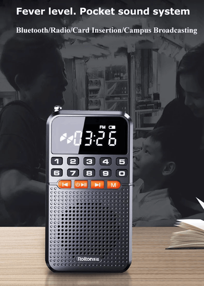 Compact FM Bluetooth Radio with Speaker Flashlight and TF Card Music Playback