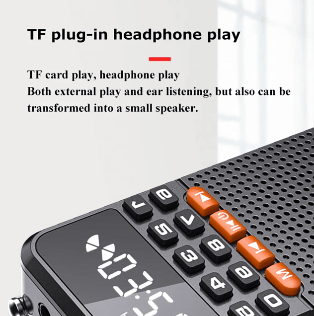 Compact FM Bluetooth Radio With Speaker Flashlight And TF Card Music Playback 4