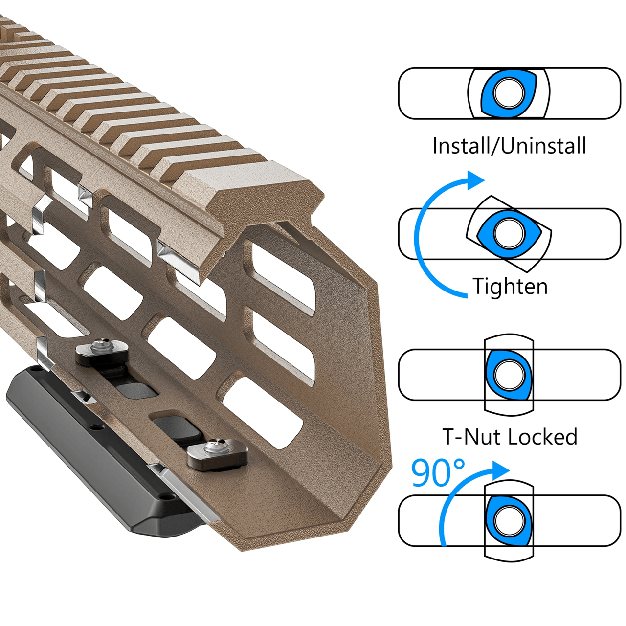 WEYLLAN MK80 MLOK ARCA Rail Adapter  Lightweight Aluminum Bipod Mount 3