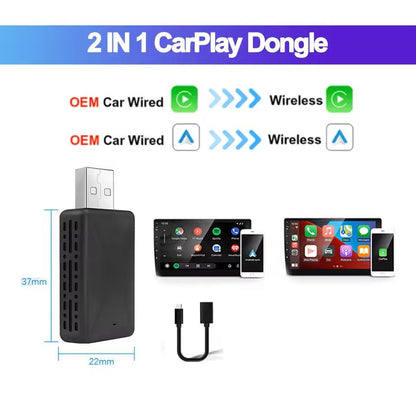 2in1 Wired To Wireless CarPlay And Android Auto Adapter With USB Plug 2