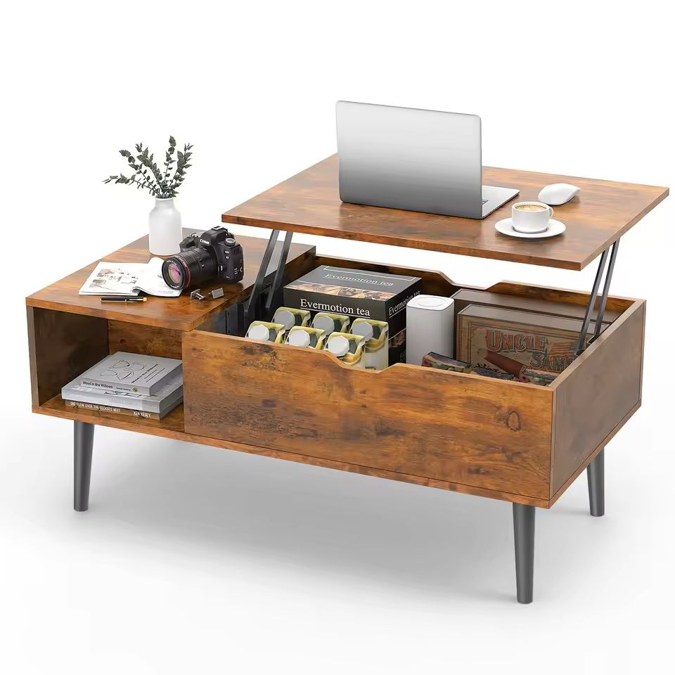 LiftTop Coffee Table With Adjustable Storage Shelf 39x20 In 7