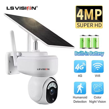 4MP Wireless PTZ Security Camera with Motion Detection and Solar Power