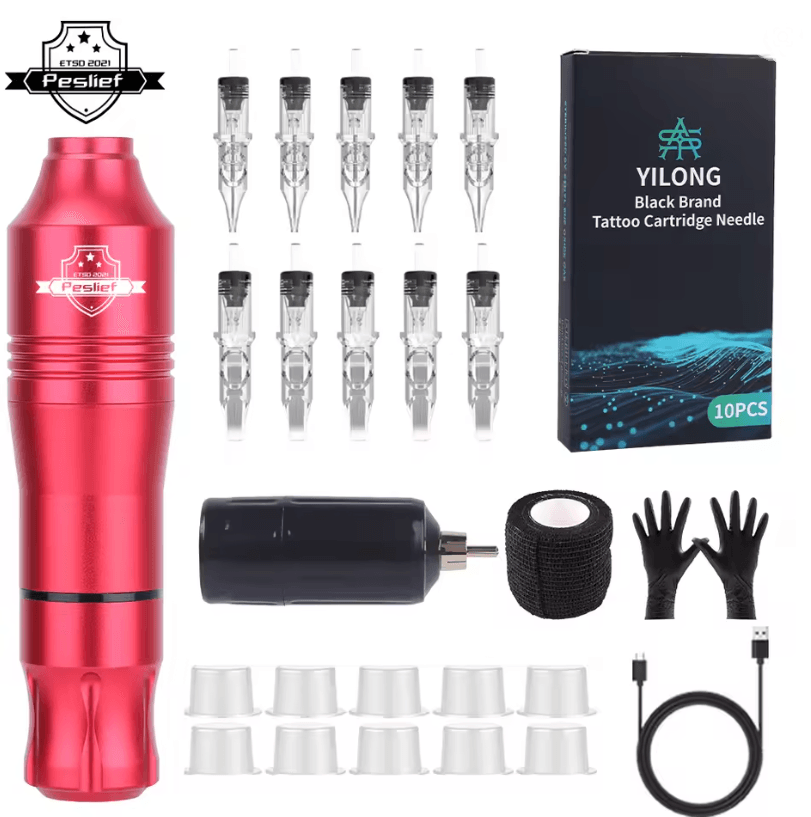 Wireless Tattoo Kit With Rotary Tattoo Machine And Cartridge Needles For Beginners And Professional 1