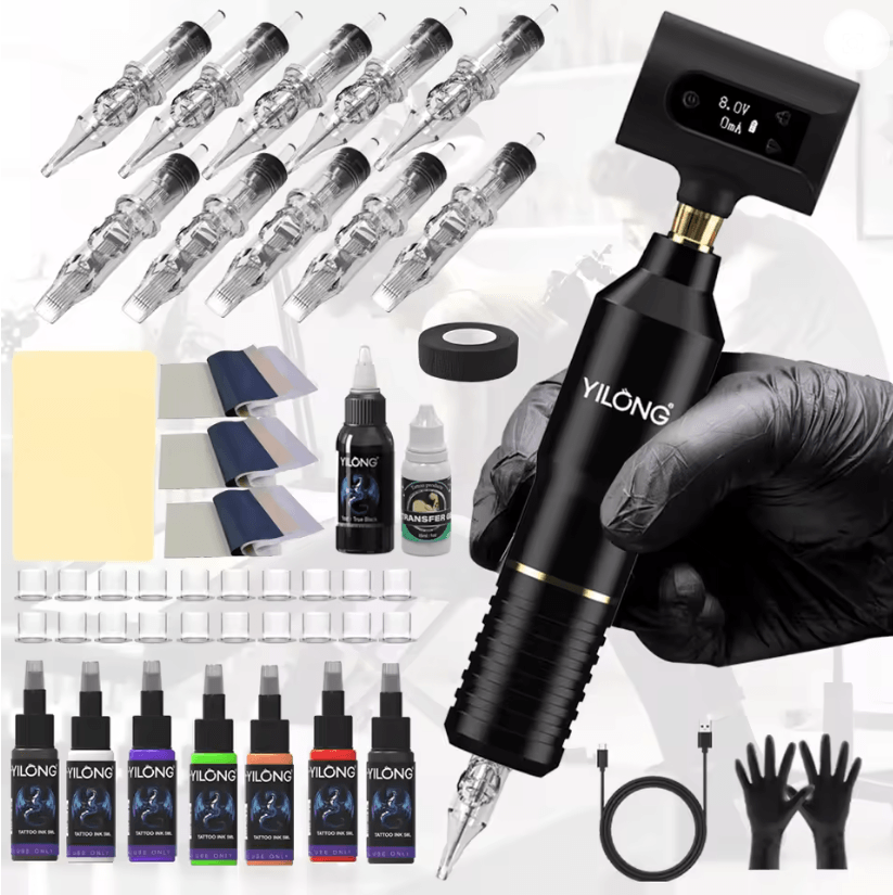 Wireless Tattoo Kit With Rotary Tattoo Machine And Cartridge Needles For Beginners And Professional 3