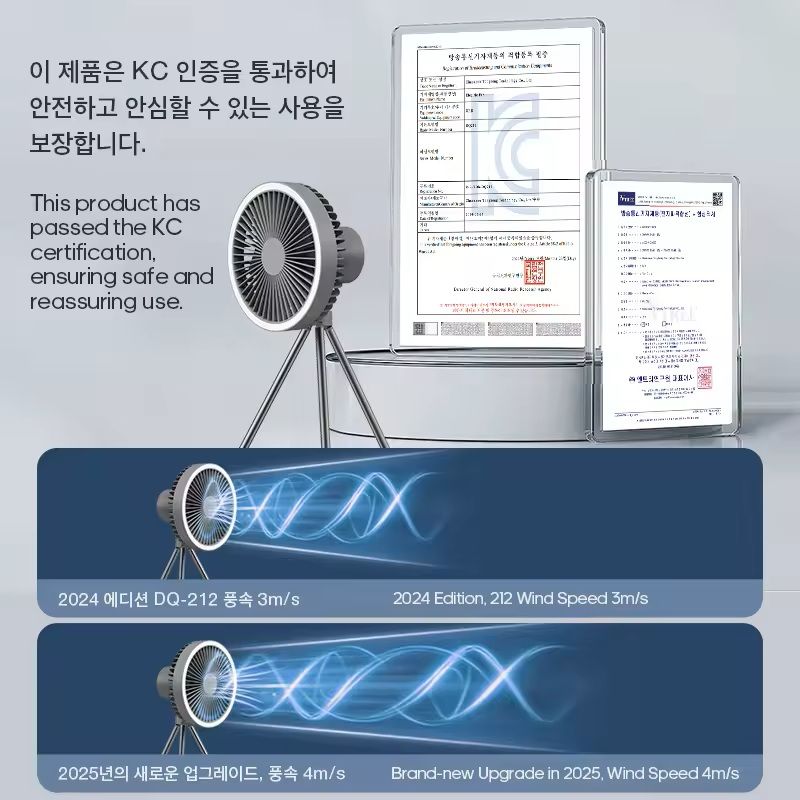 Rechargeable Camping Fan With LED Light And Power Bank 1