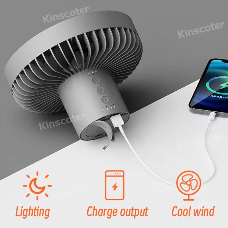 Rechargeable Camping Fan With LED Light And Power Bank 3