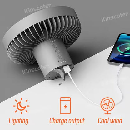 Rechargeable Camping Fan With LED Light And Power Bank 3