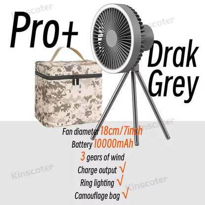 Rechargeable Camping Fan With LED Light And Power Bank 10