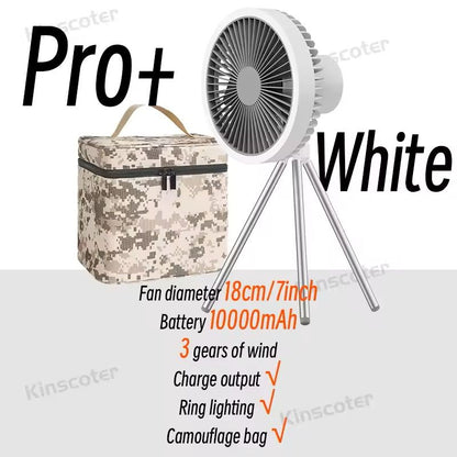 Rechargeable Camping Fan With LED Light And Power Bank 11