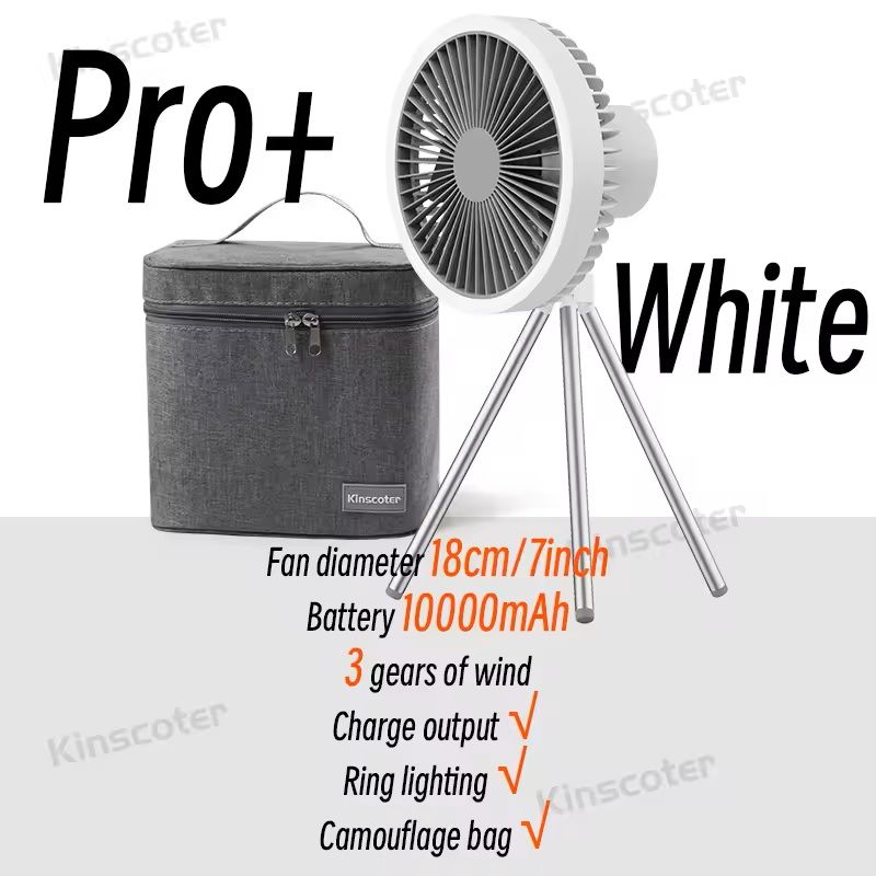 Rechargeable Camping Fan With LED Light And Power Bank 12