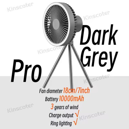 Rechargeable Camping Fan With LED Light And Power Bank 8